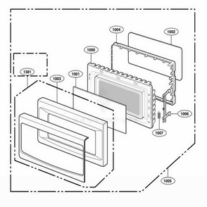 Door Parts Diagram and Parts List for 66464 CBSESEA LG Range