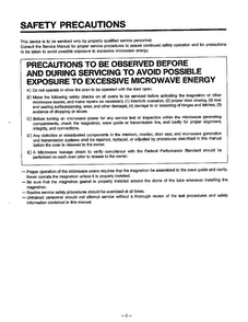 Safety Precautions Diagram and Parts List for MA-1164M  LG Microwave