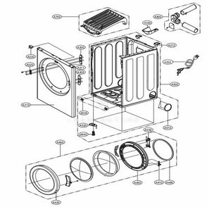 Cabinet And Door Assembly Diagram and Parts List for 98852 ABWESEU LG Dryer