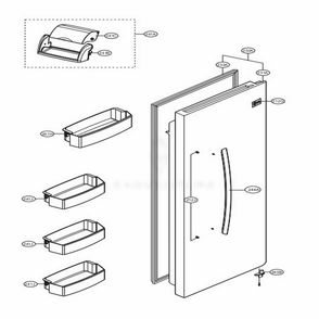 Refrigerator Door Diagram and Parts List for LSXS22423S ASTCNA0 LG Refrigerator