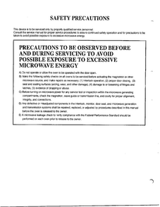 Safety Precautions Diagram and Parts List for MA-972MW  LG Microwave