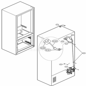 Valve And Water Tube Parts Diagram and Parts List for LFX28968SB AWBCNA3 LG Refrigerator