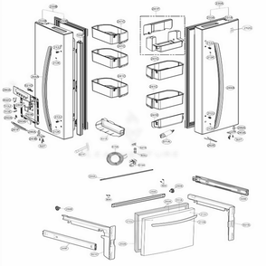 Door Parts Diagram and Parts List for LFD22786ST ASTCNA1 LG Refrigerator