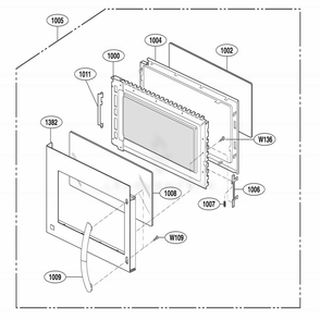 Door Parts Diagram and Parts List for LMV2083SB CBKELGA LG Microwave
