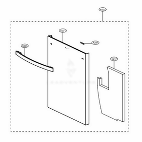Front Cover Assembly Diagram and Parts List for 14305 ASSESEU LG Dishwasher
