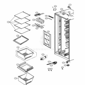 Refrigerator Compartment Diagram and Parts List for 51833 ASTCSE6 LG Refrigerator