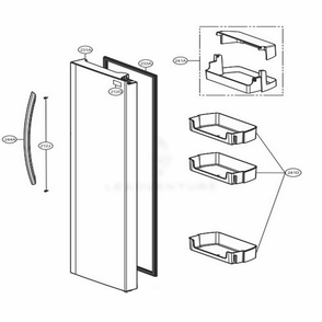 Refrigerator Door Diagram and Parts List for LSXC22436S ASTCNA0 LG Refrigerator