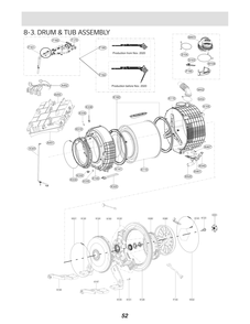 Drum And Tub Assembly Diagram and Parts List for FH6G1BAPK21 ABWEEUS LG Washer