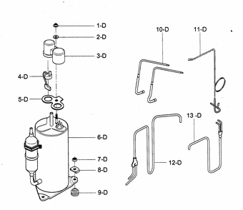 Compressor Diagram and Parts List for 58072127200  Kenmore Air Conditioner
