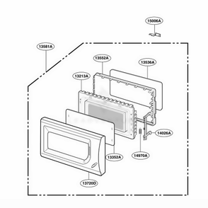 Part Location Diagram of 3581W1A227H LG DOOR Assembly