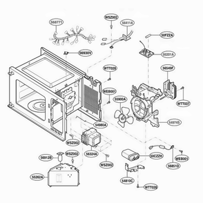 Interior Parts 2 Diagram and Parts List for MA1012W CMWEGSE LG Wall Oven