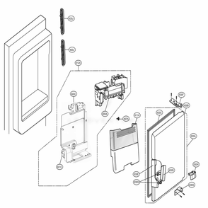 Ice Maker And Ice Bin Parts Diagram and Parts List for 72597 ASBCSE2 LG Refrigerator
