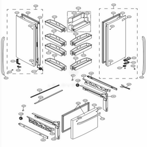 Door Parts Diagram and Parts List for LFCS25426S ASTCNA1 LG Refrigerator