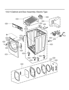 Cabinet And Door Assembly Diagram and Parts List for RV13B2HS ABSEEUS LG Dryer
