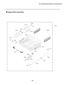 Upper Rack Assembly Diagram and Parts List for SDWD24P3 AASESTA LG Dishwasher