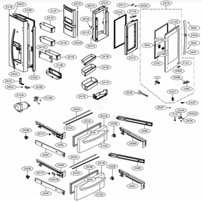 Door Parts Diagram and Parts List for LRMVS2806S ASTCNA0 LG Refrigerator