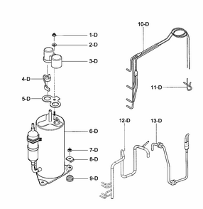 Compressor Parts Diagram and Parts List for 58076105700  Kenmore Air Conditioner
