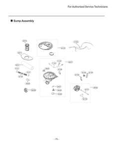 Sump Assembly Diagram and Parts List for SDWD24P3 AASESTA LG Dishwasher