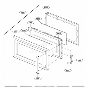 Door Parts Diagram and Parts List for JVM1542WF AWHEGEU LG Wall Oven