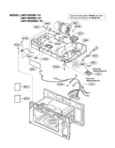 Interior Parts Diagram and Parts List for LMV1925SBQ01  LG Microwave
