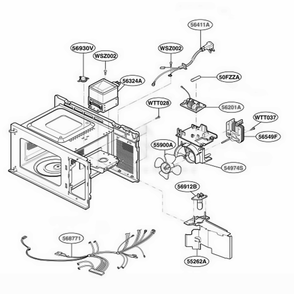 Interior Parts 2 Diagram and Parts List for MA795B CBKEGSE LG Microwave