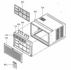 Cabinet/front Grille Assy Diagram and Parts List for 58075180500  Kenmore Air Conditioner