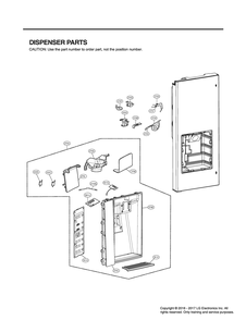 Dispenser Parts Diagram and Parts List for GR-X30GHSJM ASTCNA0 LG Refrigerator