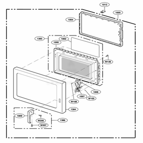 Door Parts Diagram and Parts List for RCS10PBDA AGREAMA LG Range