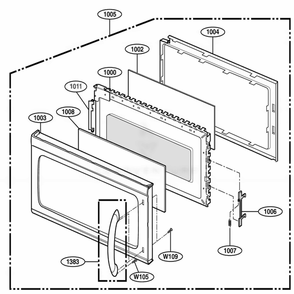 Part Location Diagram of 3651W1A023A LG HANDLE ASSEMBLY