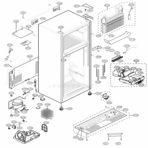 Case Parts Diagram and Parts List for LTCS24223D ASBCNA1 LG Refrigerator