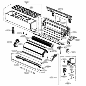 Main Diagram and Parts List for LAN240HYV3 AK3GEUS LG Air Conditioner