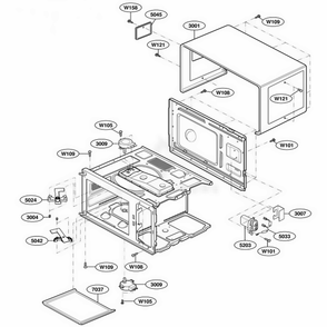 Oven Cavity Parts Diagram and Parts List for RFS18MPS AST6AMA LG Range