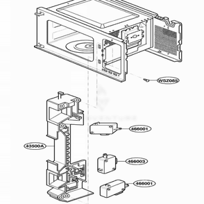 Latch Board Parts Diagram and Parts List for MT4110SKQ KWHEWRP LG Wall Oven