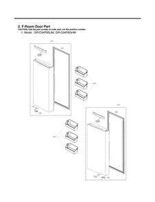 F-Room Door Part Diagram and Parts List for GR-D34FBGJM ALBCNA0 LG Refrigerator