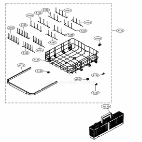 Lower Rack Assembly Diagram and Parts List for LDP6797BD ABDEEUS LG Dishwasher