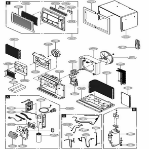 Main Diagram and Parts List for LT1037HNR AT3AYOW LG Air Conditioner