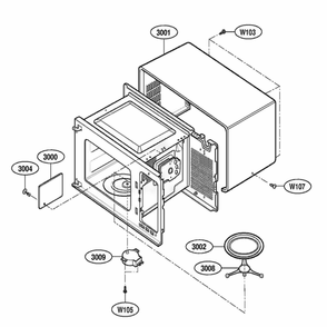 Oven Cavity Parts Diagram and Parts List for EM204630 CBVEBSG LG Range