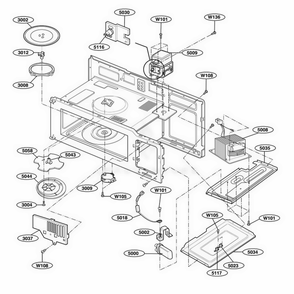 Interior Parts 1 Diagram and Parts List for JVM1533WD AW2EGEU LG Wall Oven
