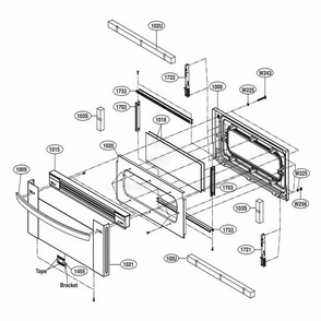 Upper Door Parts Diagram and Parts List for LDG3035ST FS1ELGA LG Wall Oven