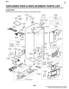 Case Parts Diagram and Parts List for GR-L28ANKXM ASBCNAA LG Refrigerator