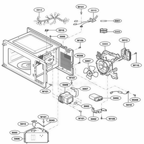 Interior Parts 1 Diagram and Parts List for 62259 KBKESEA LG Wall Oven
