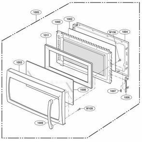 Door Parts Diagram and Parts List for LMV1825SW AWHELGA LG Range