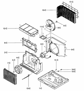 Air Handling/cycle Parts Diagram and Parts List for 58076100700  Kenmore Air Conditioner