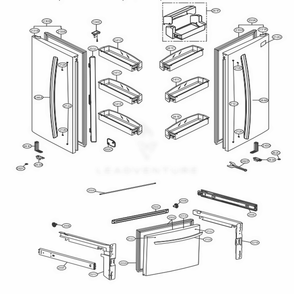 Door Parts Diagram and Parts List for 72309 AWBCSE0 LG Refrigerator