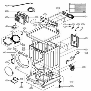 Cabinet And Control Panel Assemlby Diagram and Parts List for WM3700HWA ABWEVUS LG Washer