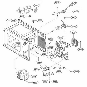 Interior Parts 2 Diagram and Parts List for 62219201 CB1ESEA LG Range