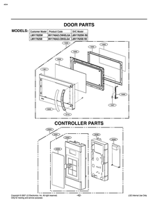 Door Parts Diagram and Parts List for MV1746AD CBKELGA LG Microwave