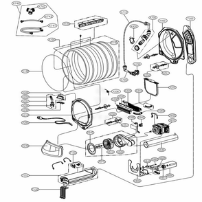 Drum And Motor Assembly Diagram and Parts List for DLEY1701WE ABWEEUS LG Dryer