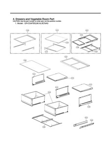 Drawers And Vegatable Room Part Diagram and Parts List for GR-D34FBGJM ALBCNA0 LG Refrigerator