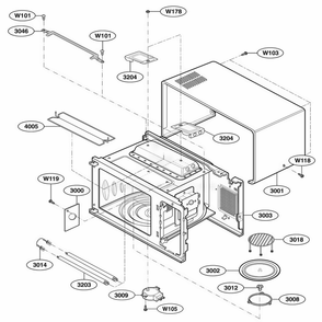Oven Cavity Parts Diagram and Parts List for 66092 CWHESEA LG Range